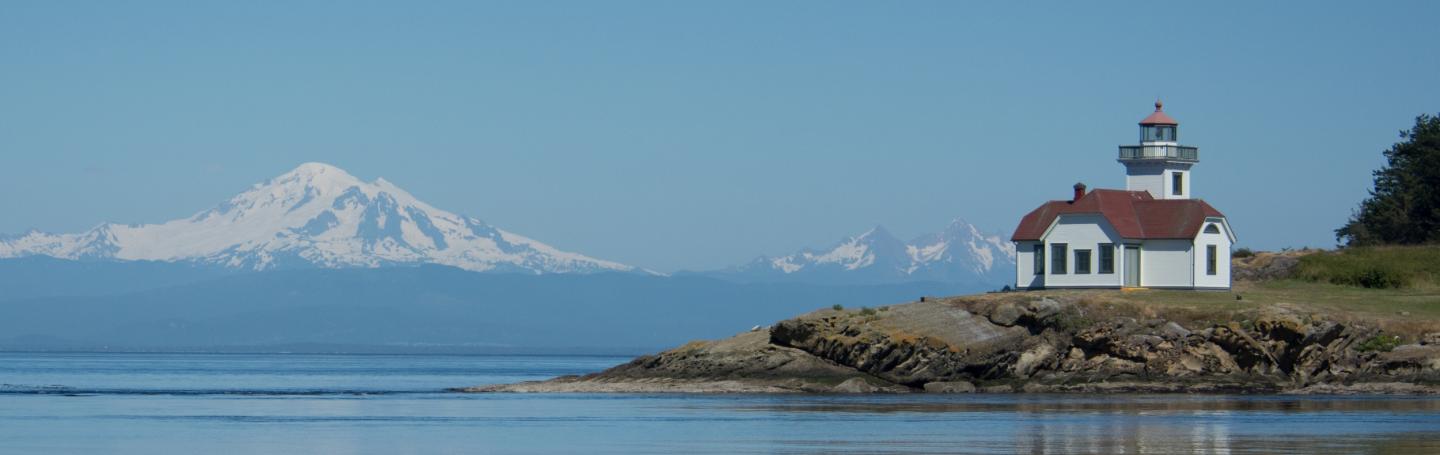 Mt. Baker over Patos Patos Island light and Mt. Baker